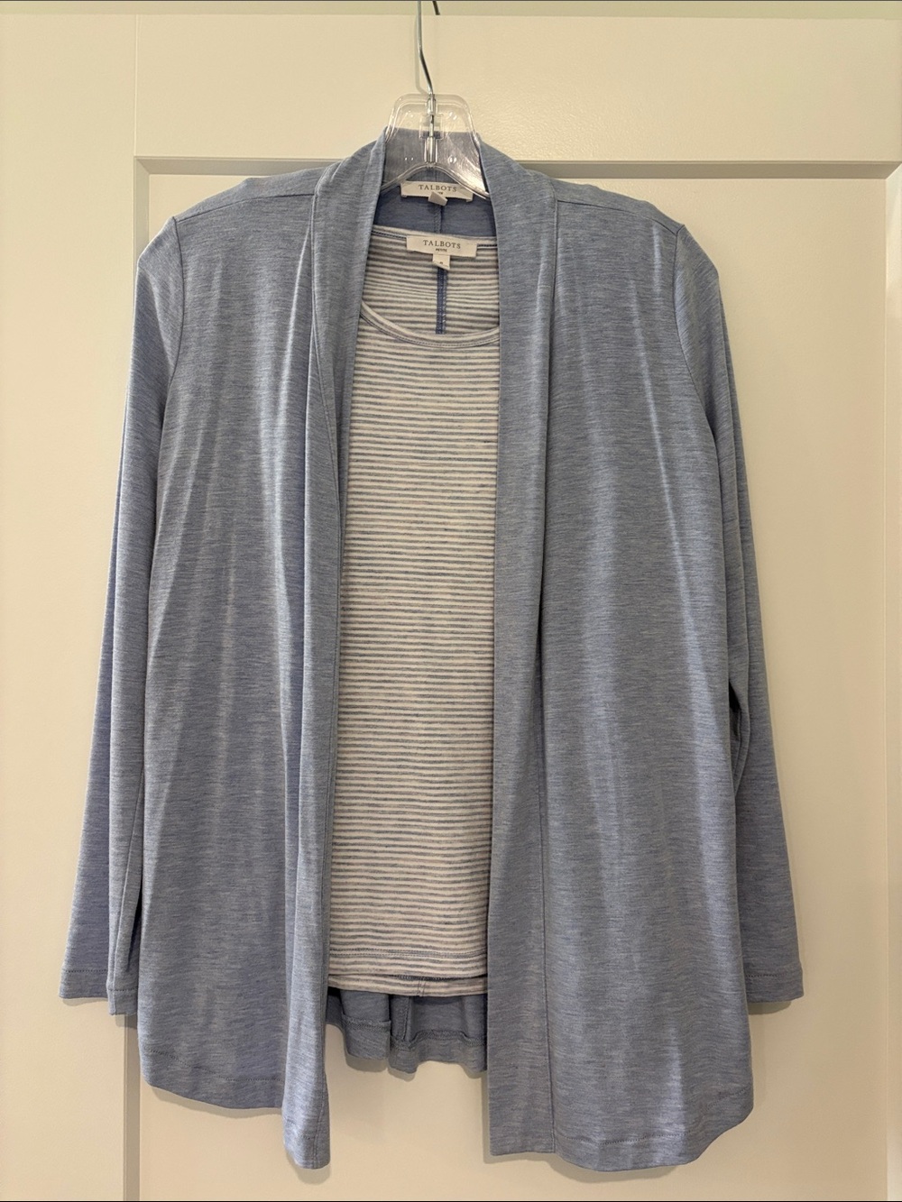Talbots Soft Light Blue Open-Front Cardigan + tank lounge set